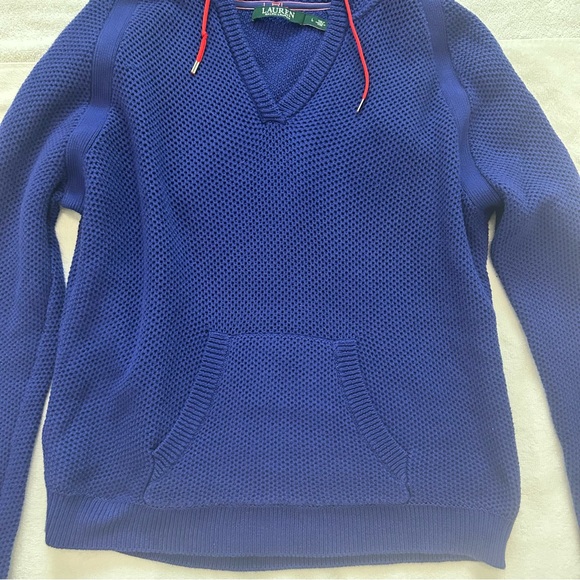 Lauren Ralph Lauren Waffle Knit 100% Cotton Hoodie Purple/Blue Size Large - Picture 11 of 16